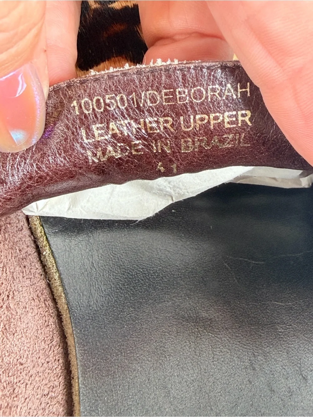 Vintage Studio C Womens Brown Leather Cheetah Calf Hair Slip-on Loafers Sz 41/10
